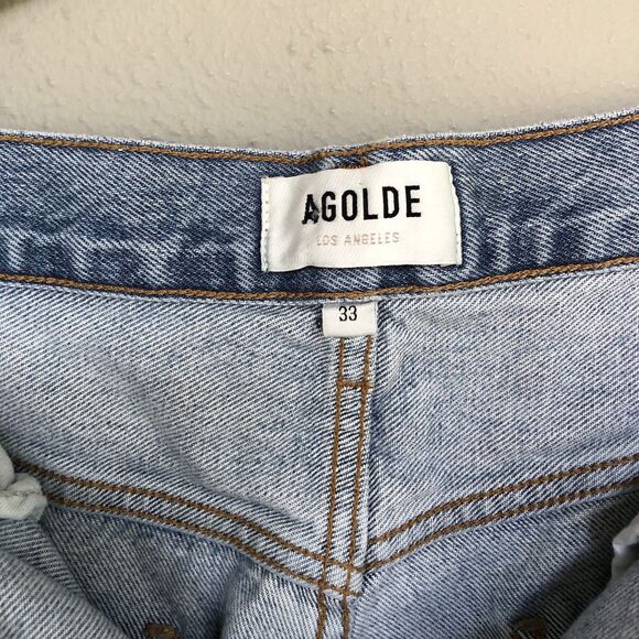 AGOLDE 90s Mid Rise Loose Fit Jeans Women 33 Snapshot Distressed Light Wash - Picture 6 of 15